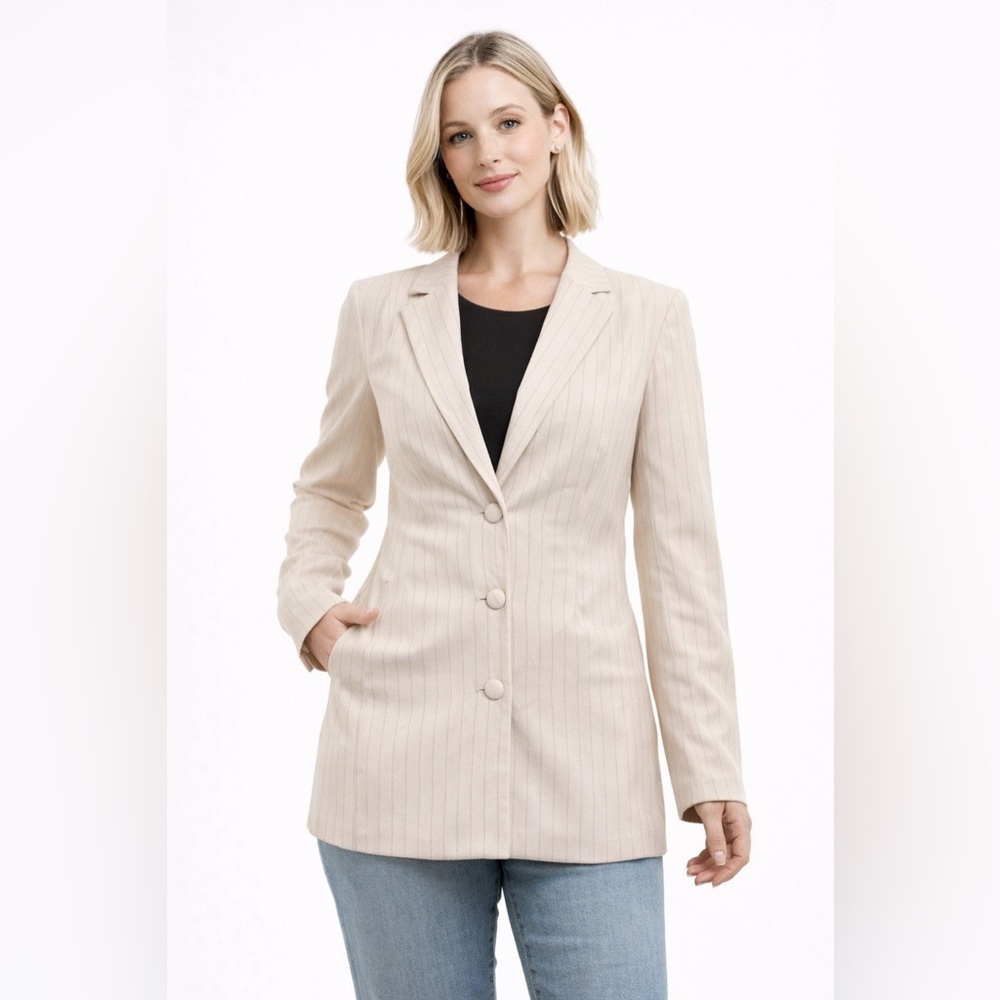 Tiger Mist pinstripe cream blazer in size small